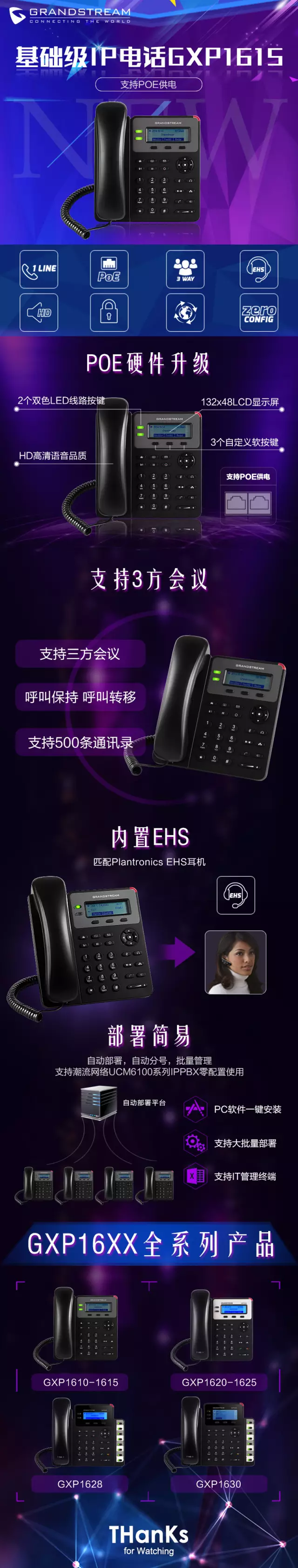 潮流網絡基礎級IP電話GXP1615新品發布